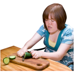 Photo of someone cutting a cucumber