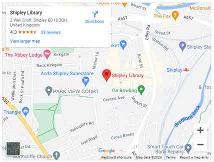 Map showing location of Shipley library