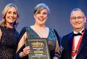 Photograph of Liza Pyrah receiving her national award