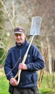 man with spade